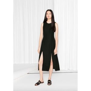 & Other Stories black sleeveless double slit front pencil minimalist midi dress
